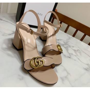 Gucci Leather Wave Heel Sandals 7cm Beige 2025 GG042304 (SS-250423123)