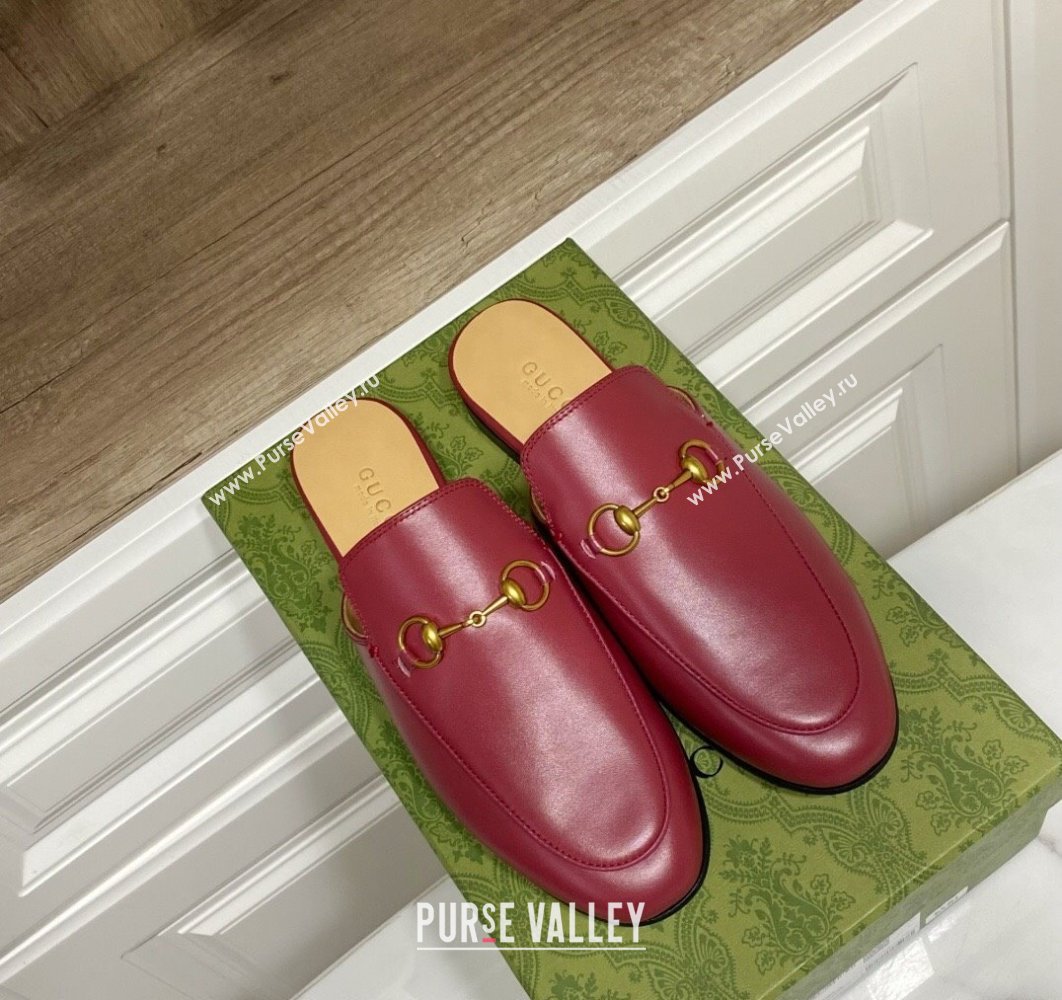 Gucci Princetown Calf Leather Flat Slippers Red 2025 557730 (SS-250423172)