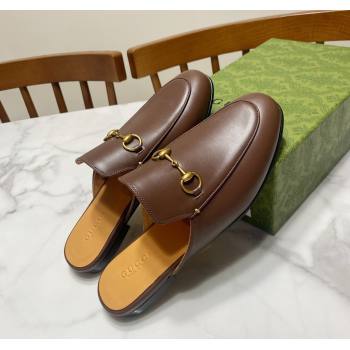 Gucci Princetown Calf Leather Flat Slippers Coffee Brown 2025 557730 (SS-250423173)