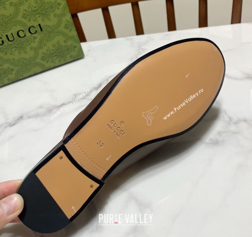 Gucci Princetown Calf Leather Flat Slippers Coffee Brown 2025 557730 (SS-250423173)