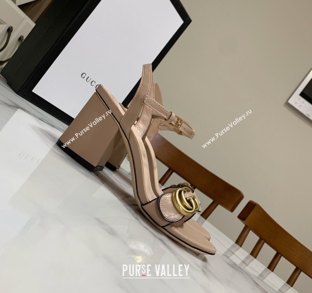 Gucci Leather Wave Heel Sandals 7cm Beige 2025 GG042304 (SS-250423123)