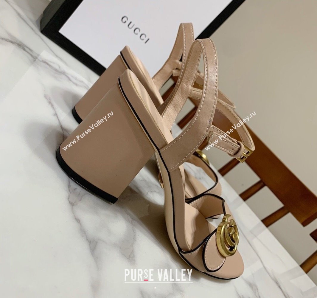 Gucci Leather Wave Heel Sandals 7cm Beige 2025 GG042304 (SS-250423123)