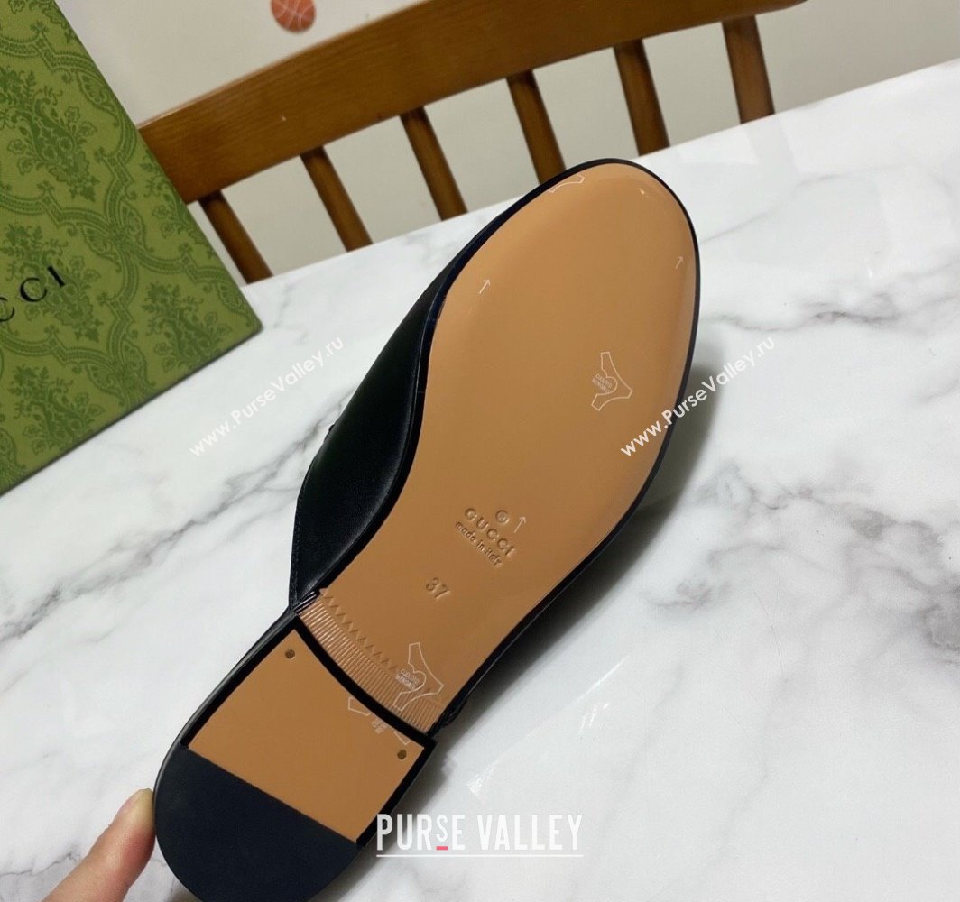 Gucci Princetown Calf Leather Flat Slippers Black 2025 557730 (SS-250423176)