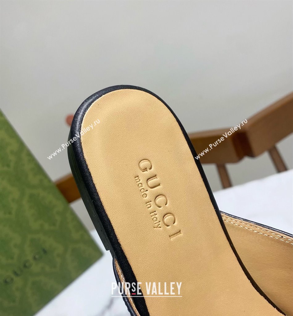 Gucci Princetown Calf Leather Flat Slippers Black 2025 557730 (SS-250423176)