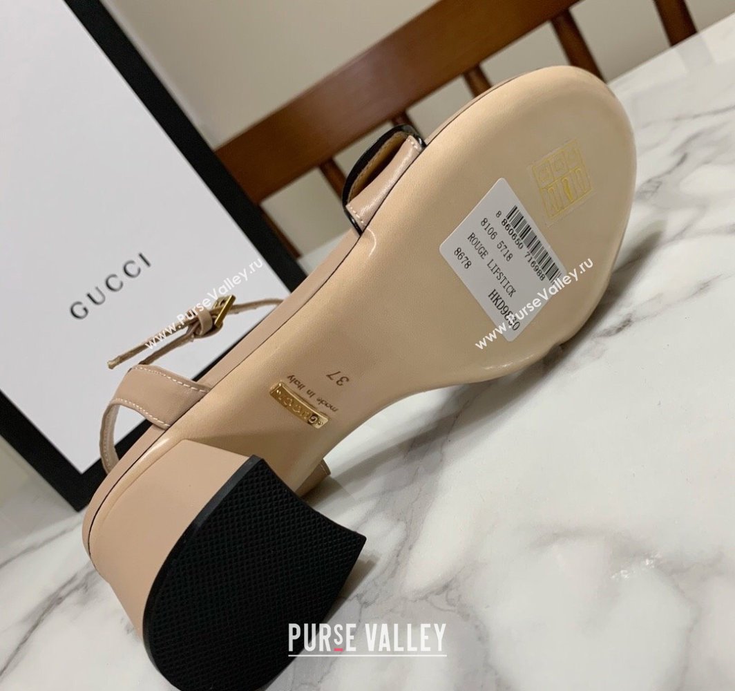 Gucci Leather Wave Heel Sandals 7cm Beige 2025 GG042304 (SS-250423123)