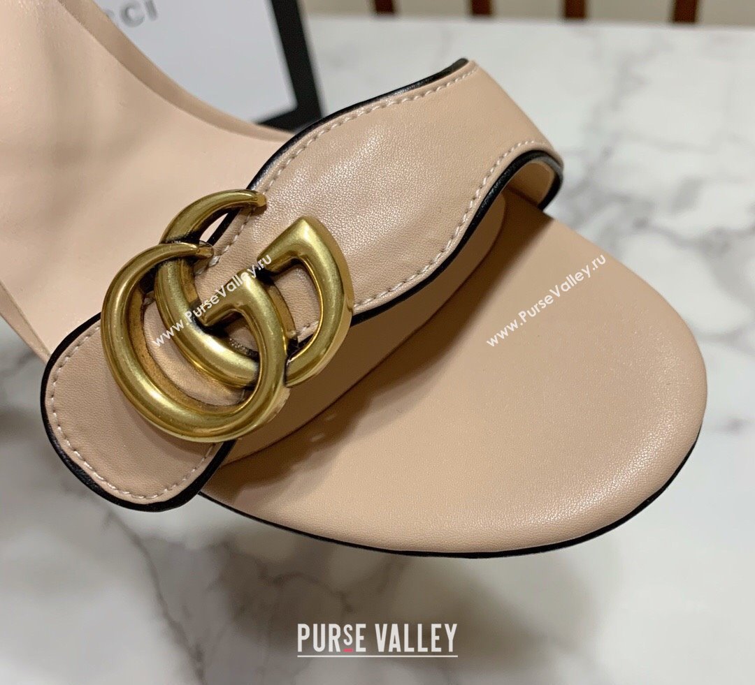 Gucci Leather Wave Heel Sandals 7cm Beige 2025 GG042304 (SS-250423123)