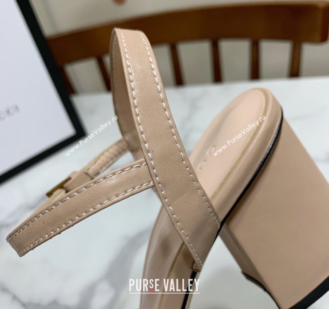 Gucci Leather Wave Heel Sandals 7cm Beige 2025 GG042304 (SS-250423123)