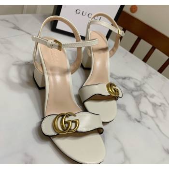 Gucci Leather Wave Heel Sandals 7cm White 2025 GG042304 (SS-250423124)