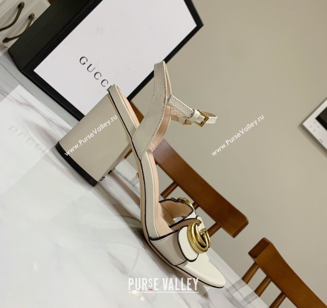 Gucci Leather Wave Heel Sandals 7cm White 2025 GG042304 (SS-250423124)