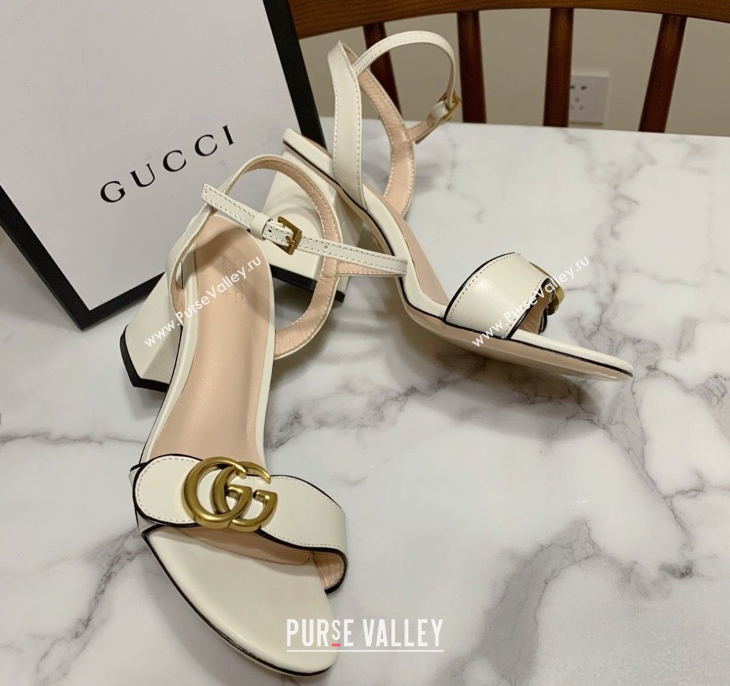 Gucci Leather Wave Heel Sandals 7cm White 2025 GG042304 (SS-250423124)