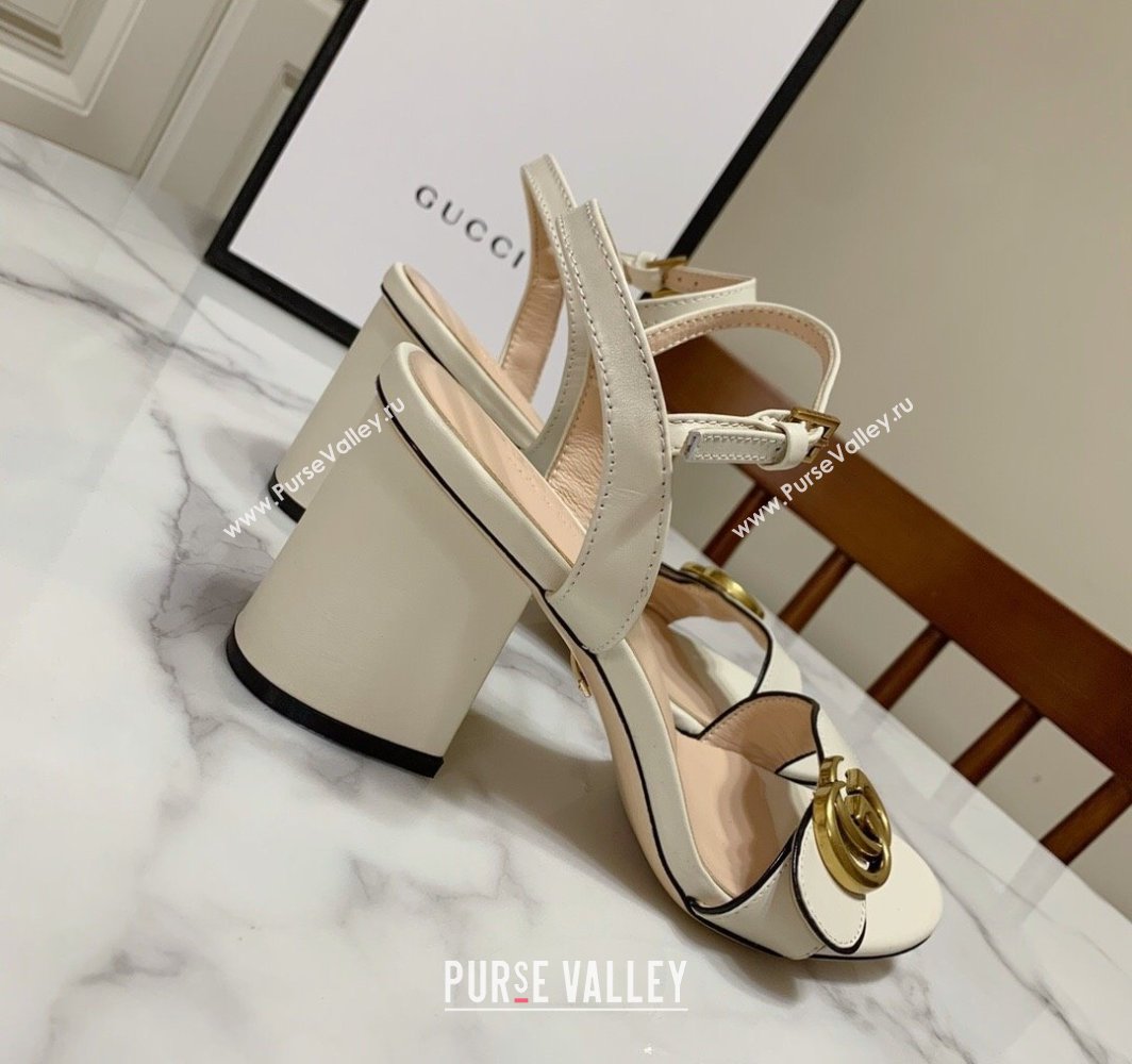 Gucci Leather Wave Heel Sandals 7cm White 2025 GG042304 (SS-250423124)