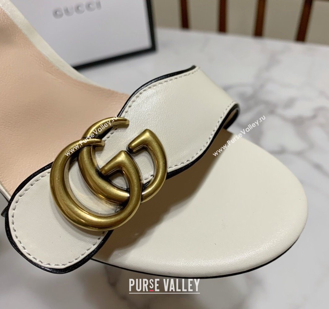 Gucci Leather Wave Heel Sandals 7cm White 2025 GG042304 (SS-250423124)