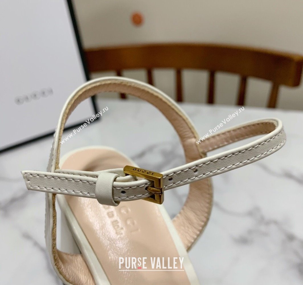 Gucci Leather Wave Heel Sandals 7cm White 2025 GG042304 (SS-250423124)