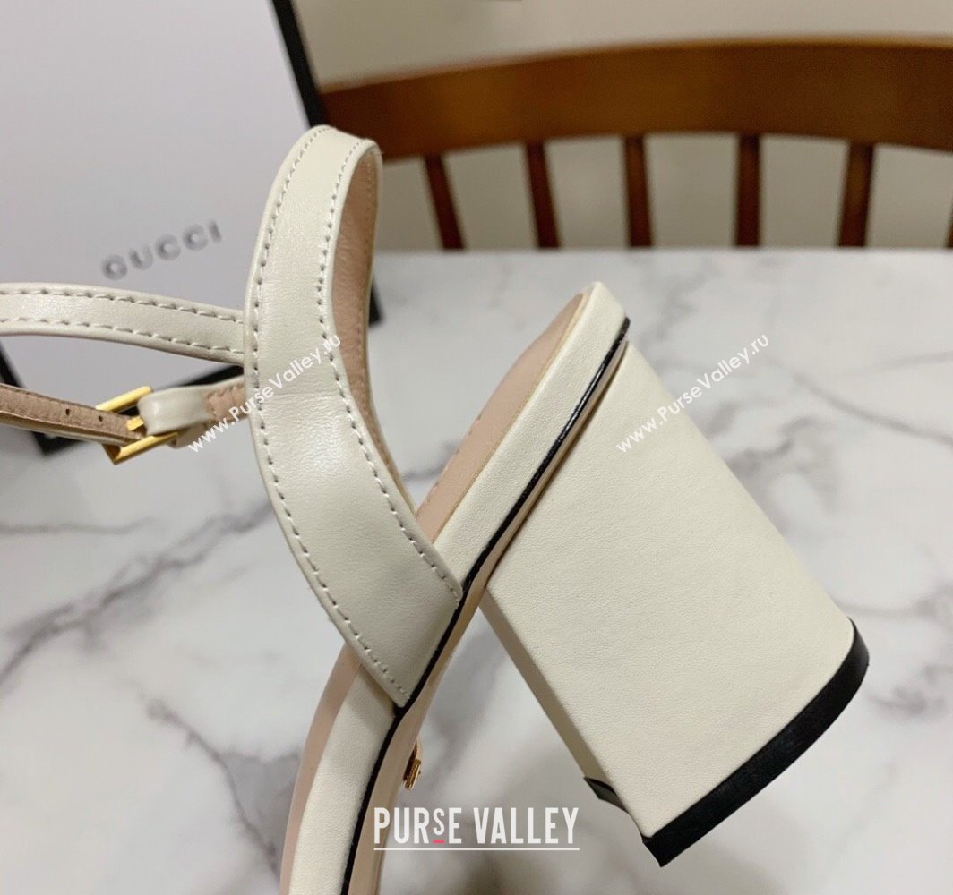 Gucci Leather Wave Heel Sandals 7cm White 2025 GG042304 (SS-250423124)