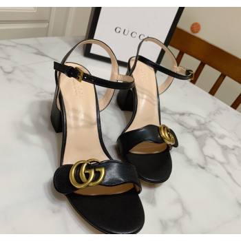 Gucci Leather Wave Heel Sandals 7cm Black 2025 GG042304 (SS-250423125)