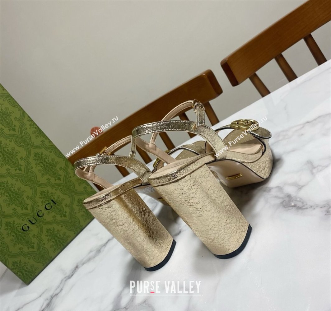Gucci Leather Wave Platform Sandals 12cm Gold 2025 GG042304 (SS-250423118)