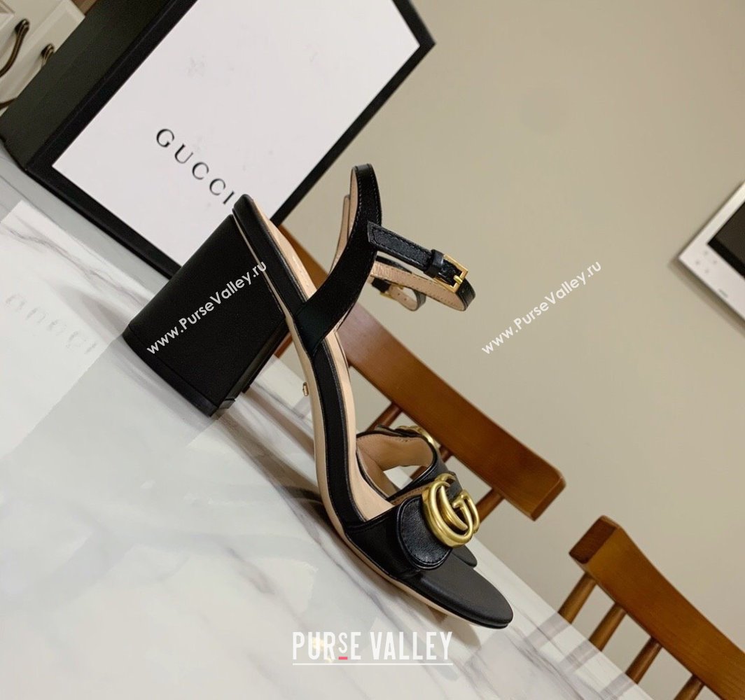 Gucci Leather Wave Heel Sandals 7cm Black 2025 GG042304 (SS-250423125)