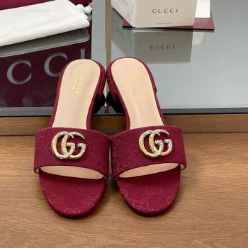 Gucci GG Canvas Flat Slides Sandal with Strass Double G Red 2025 GG042301 (MD-250423047)