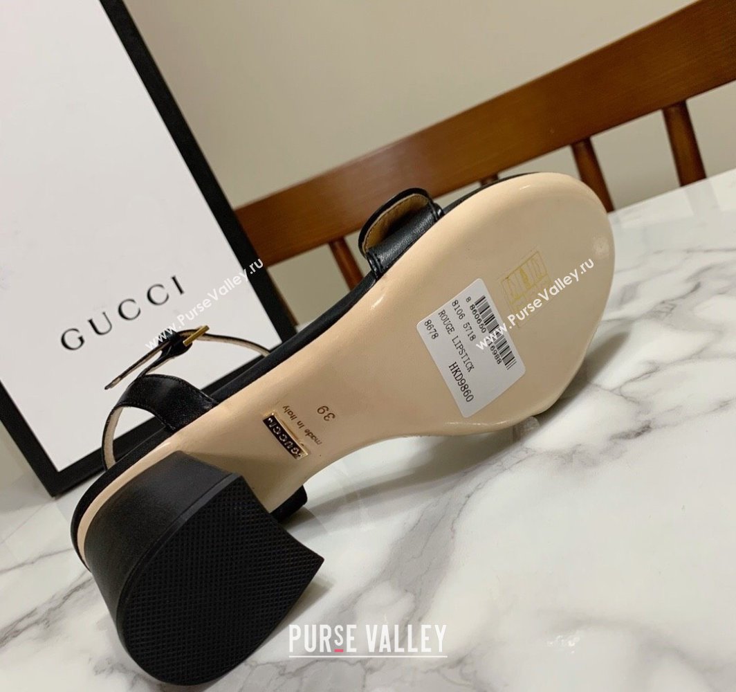 Gucci Leather Wave Heel Sandals 7cm Black 2025 GG042304 (SS-250423125)