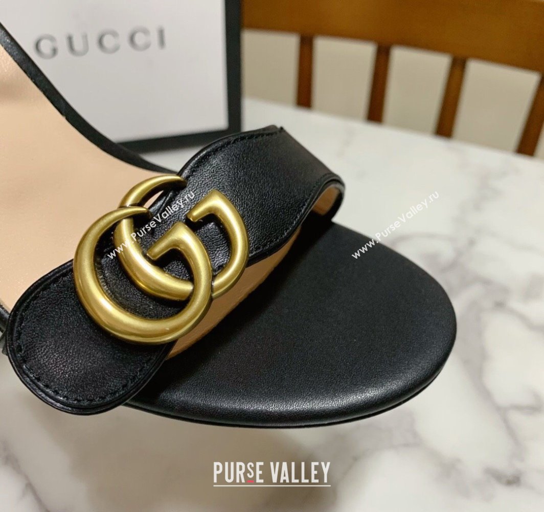 Gucci Leather Wave Heel Sandals 7cm Black 2025 GG042304 (SS-250423125)