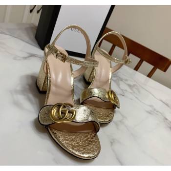 Gucci Leather Wave Heel Sandals 7cm Gold 2025 GG042304 (SS-250423126)