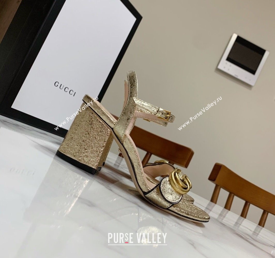 Gucci Leather Wave Heel Sandals 7cm Gold 2025 GG042304 (SS-250423126)