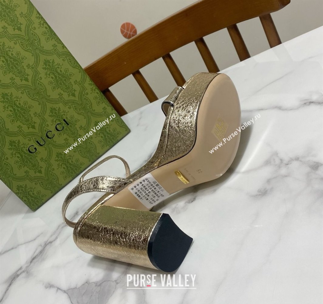Gucci Leather Wave Platform Sandals 12cm Gold 2025 GG042304 (SS-250423118)
