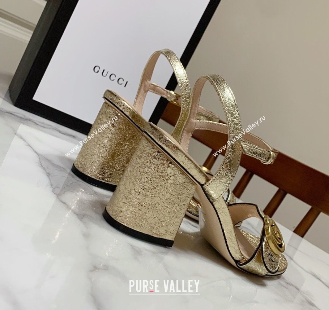 Gucci Leather Wave Heel Sandals 7cm Gold 2025 GG042304 (SS-250423126)