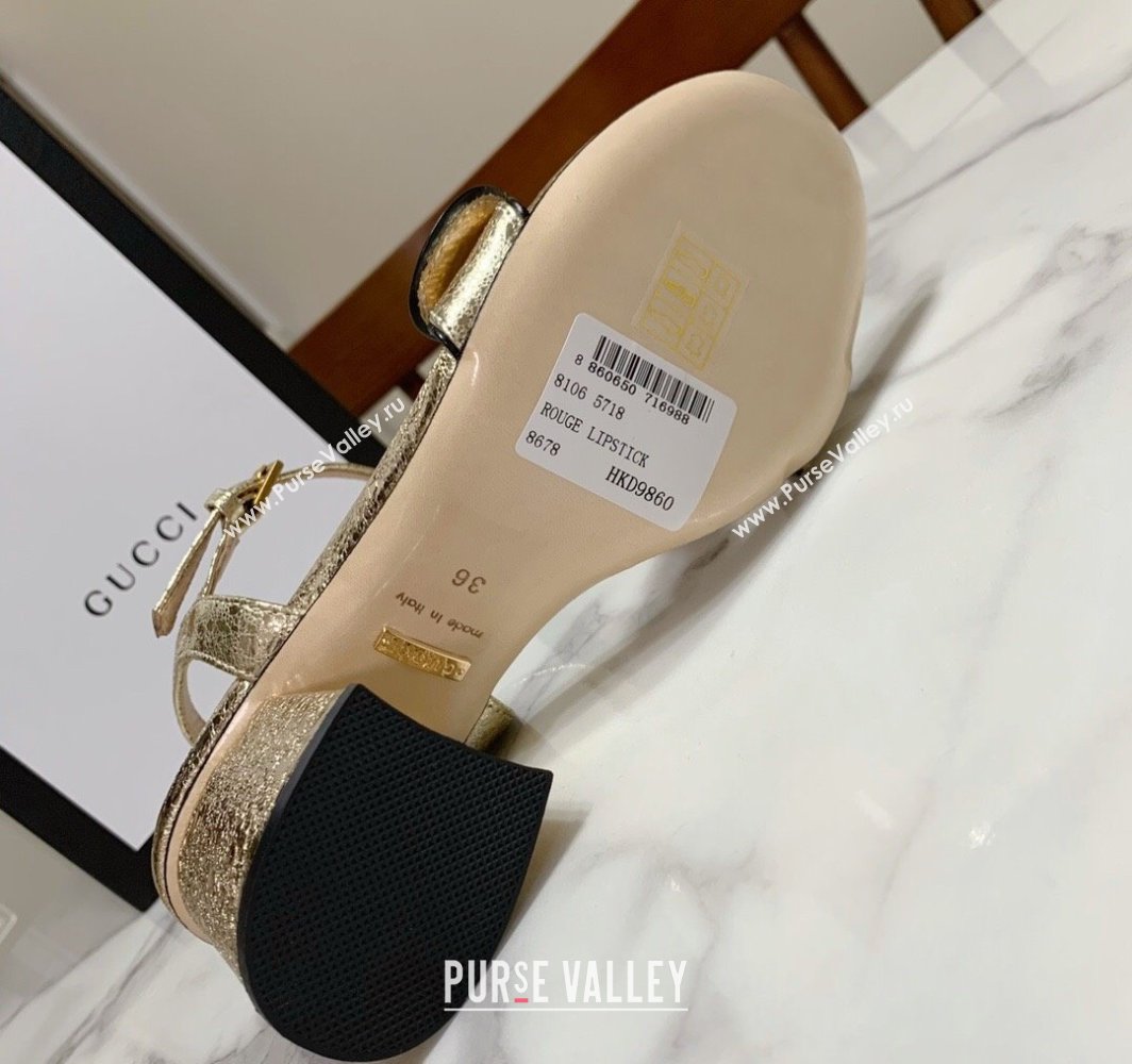 Gucci Leather Wave Heel Sandals 7cm Gold 2025 GG042304 (SS-250423126)
