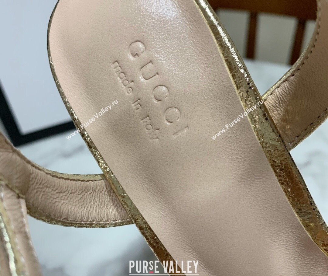 Gucci Leather Wave Heel Sandals 7cm Gold 2025 GG042304 (SS-250423126)