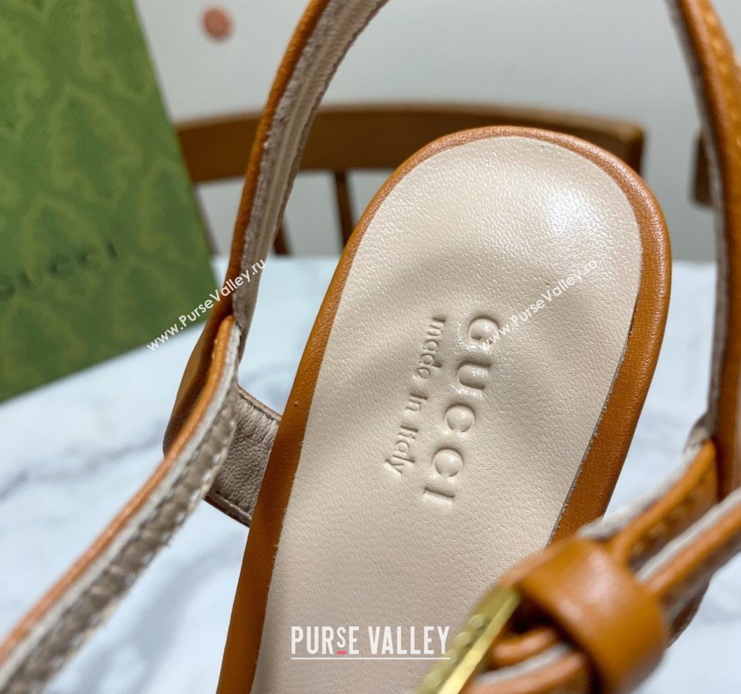 Gucci Leather Wave Heel Sandals 7cm Brown 2025 GG042304 (SS-250423127)