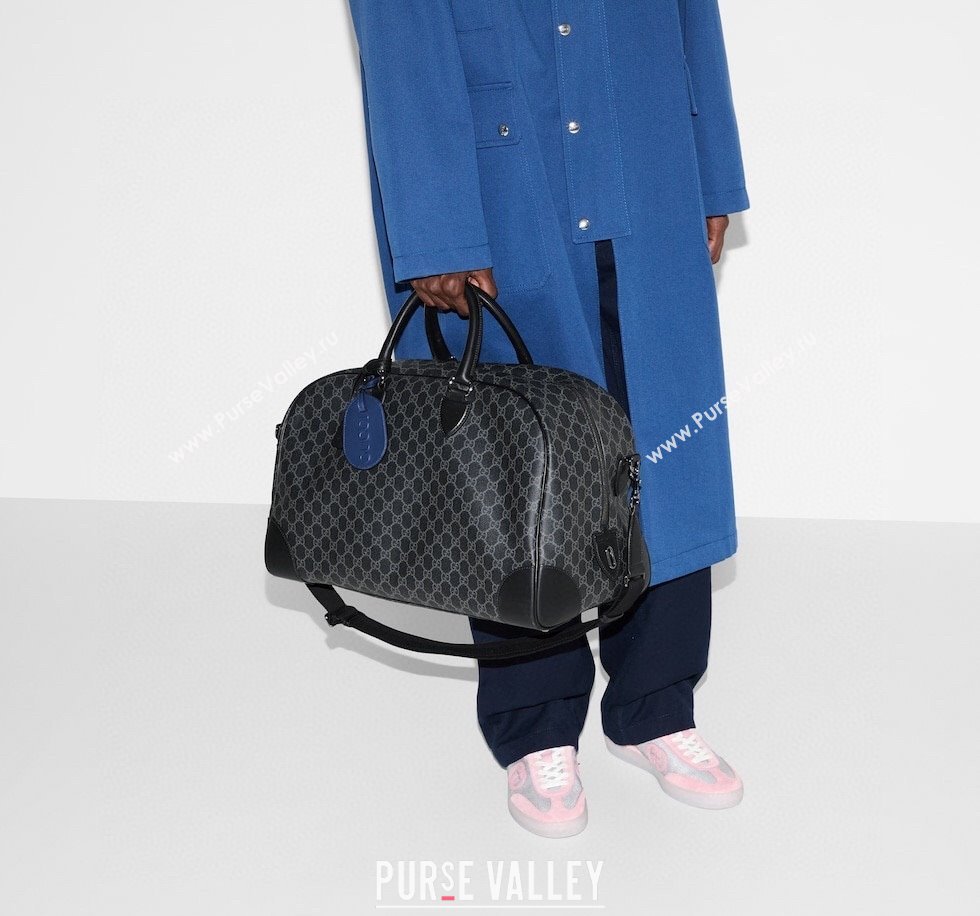 Gucci Mens GG Canvas Emblem Medium Duffle bag Black 2025 821148 (DLH-250522057)