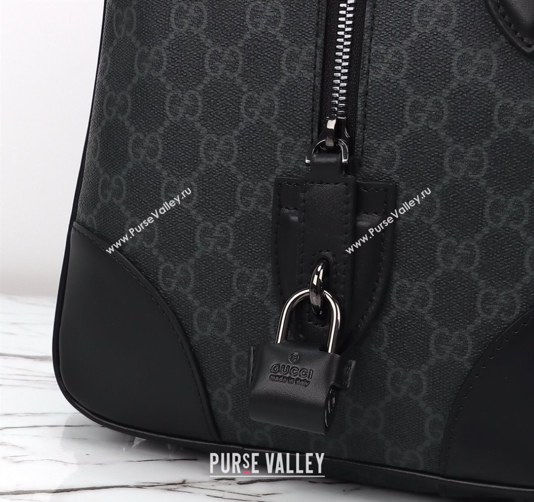 Gucci Mens GG Canvas Emblem Medium Duffle bag Black 2025 821148 (DLH-250522057)