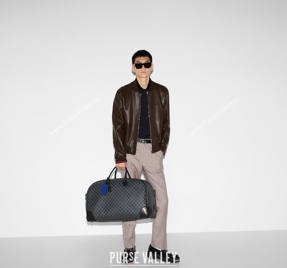 Gucci Mens GG Canvas Emblem Large Duffle bag Black 2025 821158 (DLH-250522058)