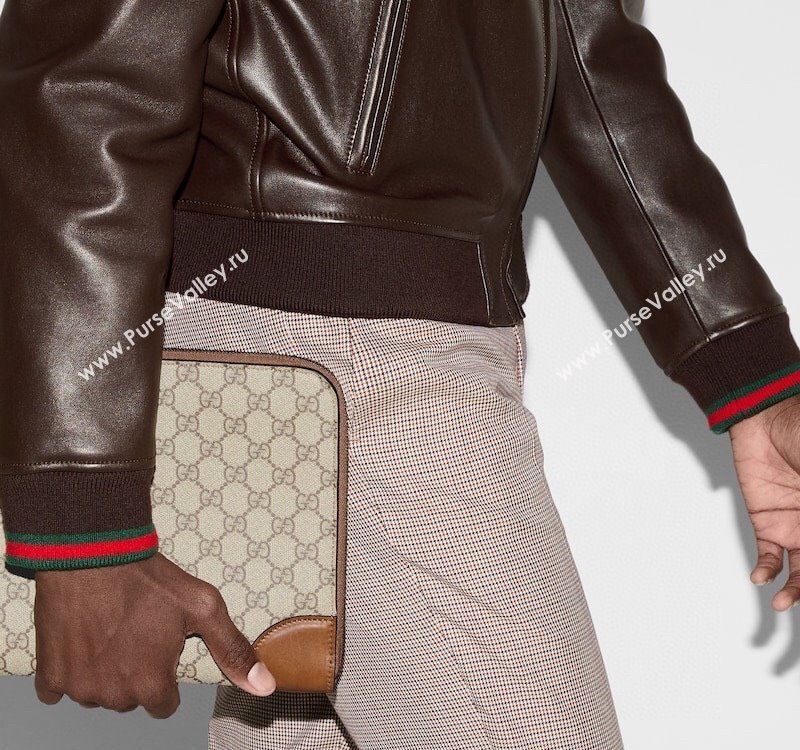 Gucci Mens GG Canvas Emblem Small Business Case Beige 2025 821156 (DLH-250522061)