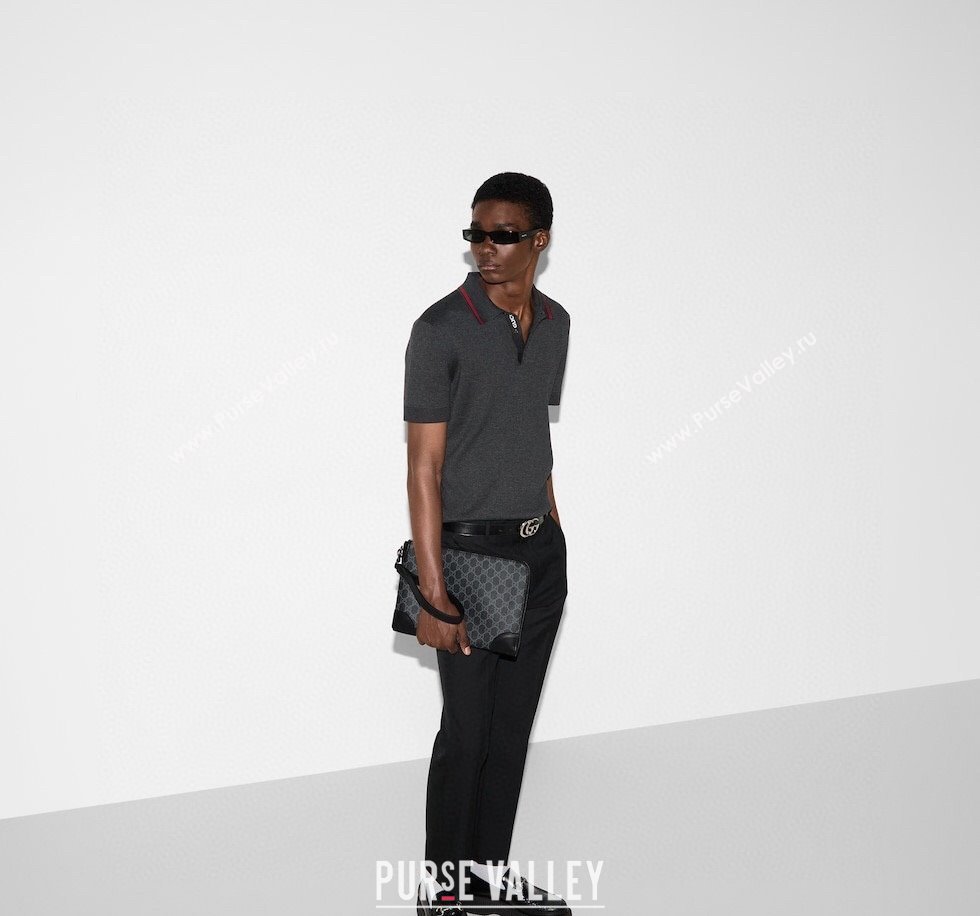 Gucci Mens GG Canvas Emblem Small Business Case Black 2025 821156 (DLH-250522060)