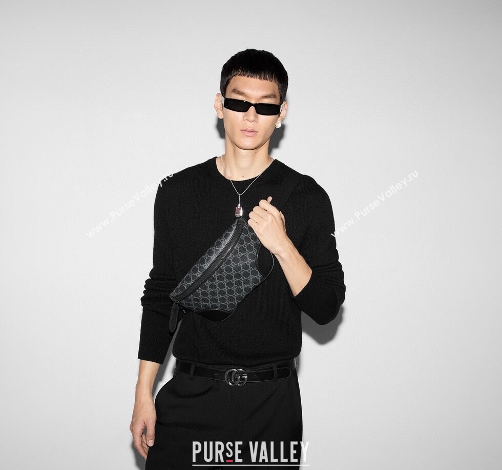 Gucci Mens GG Canvas Emblem Belt Bag Beige 2025 821162 (DLH-250522063)