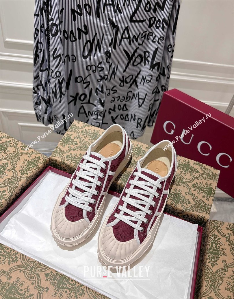 Gucci Chunky Platform Sneakers in GG Canvas Rosso Ancora Red 2025 831825 (SS-250609061)