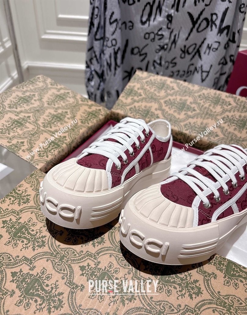 Gucci Chunky Platform Sneakers in GG Canvas Rosso Ancora Red 2025 831825 (SS-250609061)