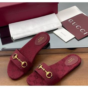 Gucci GG Canvas Flat Slides Sandal with Horsebit Red 2025 835828 (MD-250609076)