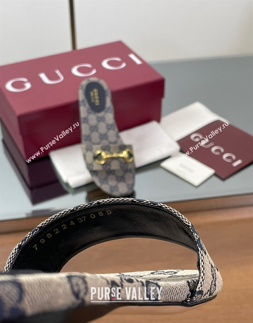 Gucci GG Canvas Flat Slides Sandal with Horsebit Grey 2025 835828 (MD-250609077)