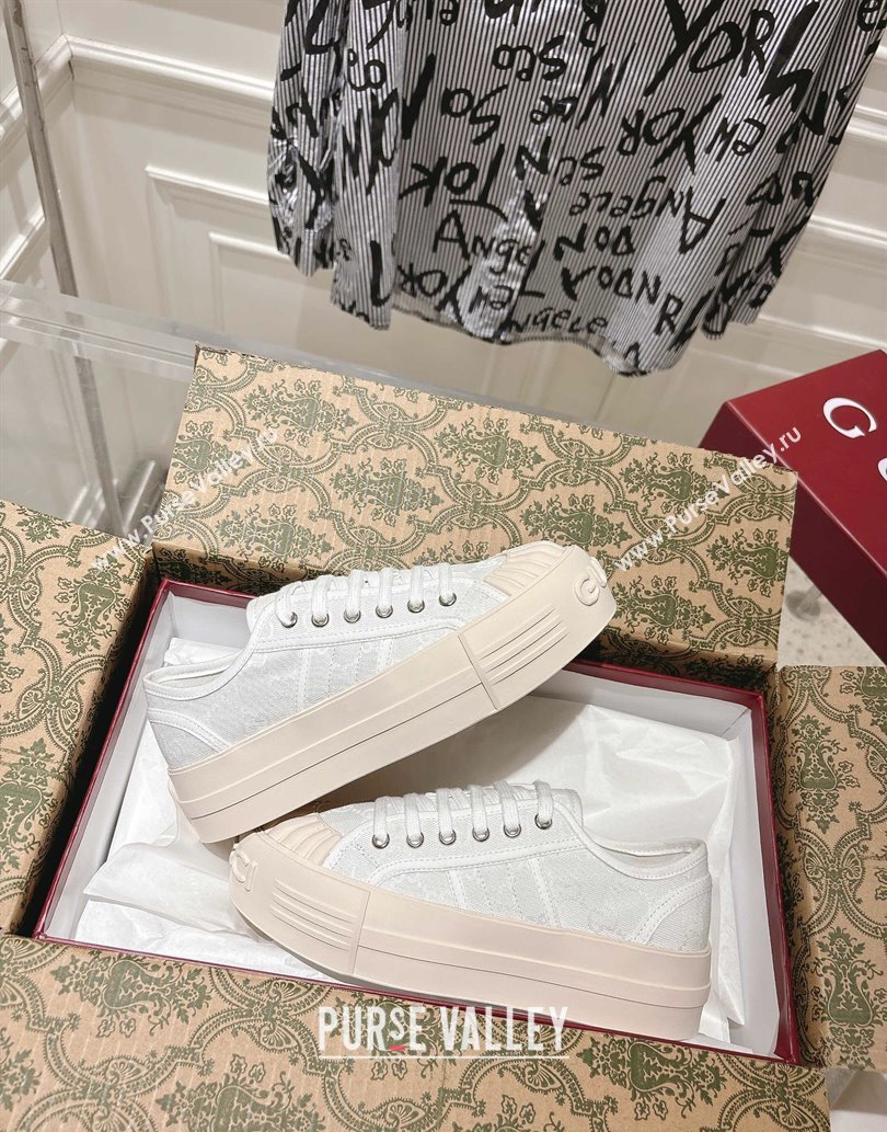 Gucci Chunky Platform Sneakers in GG Canvas White 2025 831825 (SS-250609062)