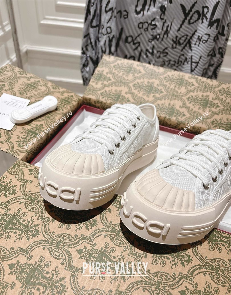 Gucci Chunky Platform Sneakers in GG Canvas White 2025 831825 (SS-250609062)