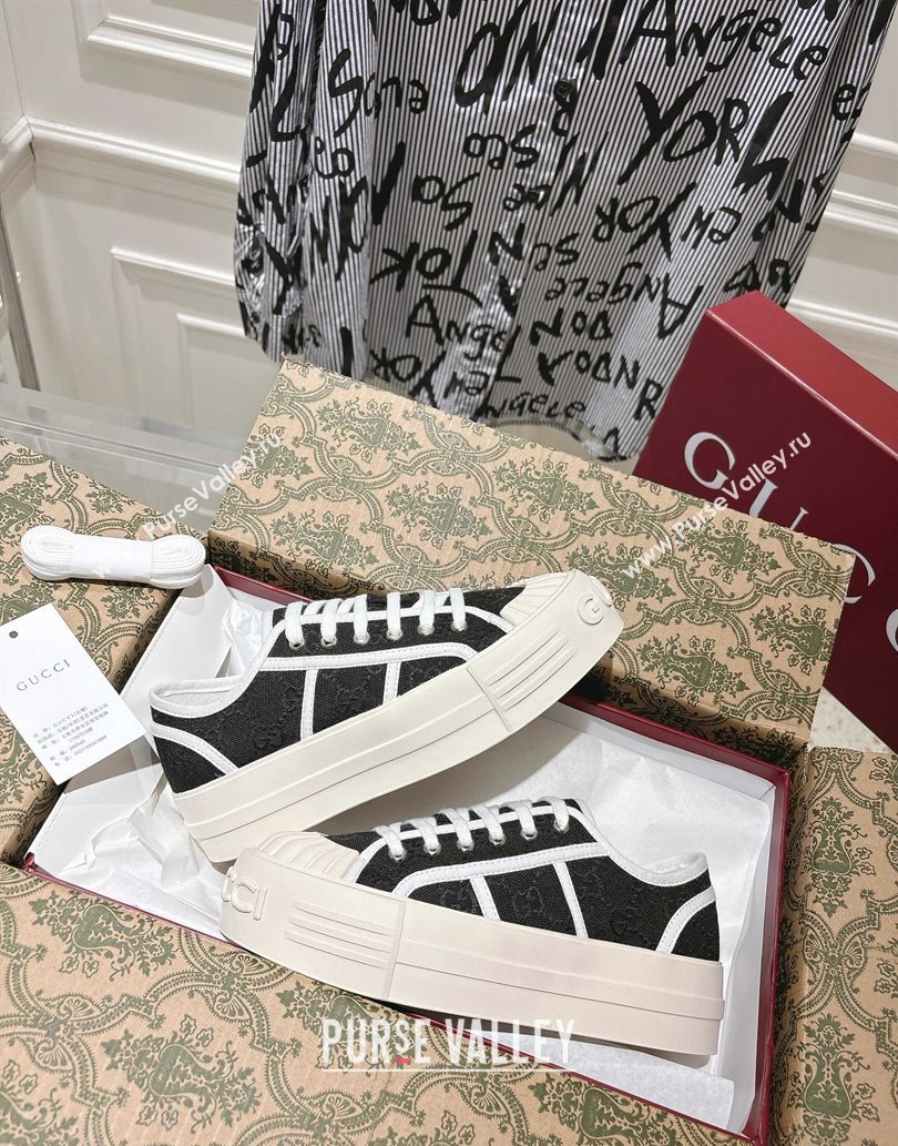 Gucci Chunky Platform Sneakers in GG Canvas Black 2025 831825 (SS-250609063)