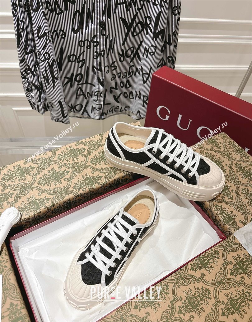 Gucci Chunky Platform Sneakers in GG Canvas Black 2025 831825 (SS-250609063)