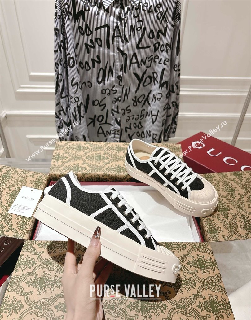 Gucci Chunky Platform Sneakers in GG Canvas Black 2025 831825 (SS-250609063)