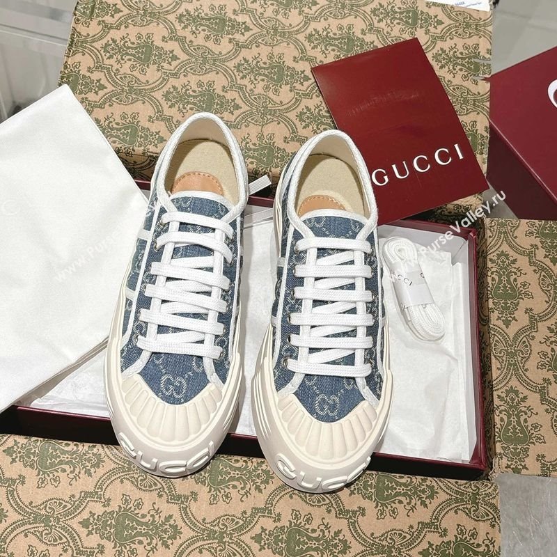 Gucci Chunky Platform Sneakers in GG Denim Dark Blue 2025 831825 (SS-250609064)
