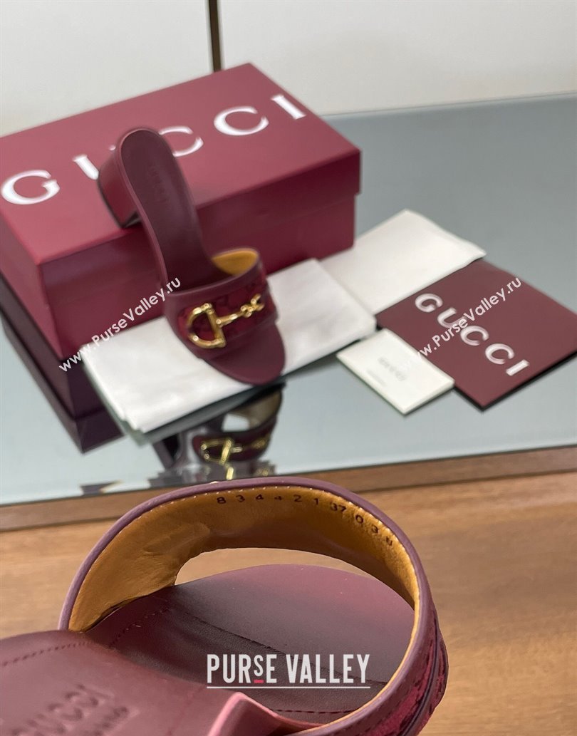 Gucci Heel Slides Sandal 5.5cm in GG Canvas and Lambskin with Horsebit Red 2025 834421 (MD-250609087)
