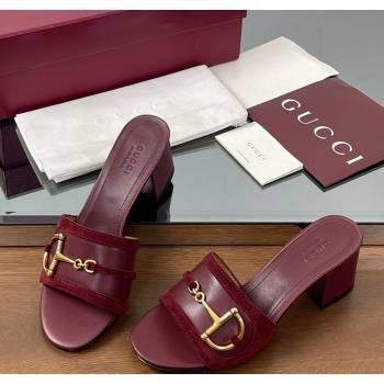 Gucci Heel Slides Sandal 5.5cm in Suede Trim and Lambskin with Horsebit Red 2025 834421 (MD-250609088)