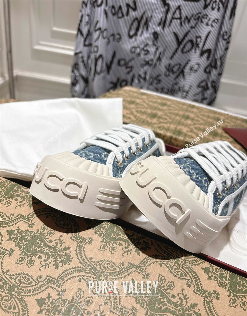 Gucci Chunky Platform Sneakers in GG Denim Dark Blue 2025 831825 (SS-250609064)